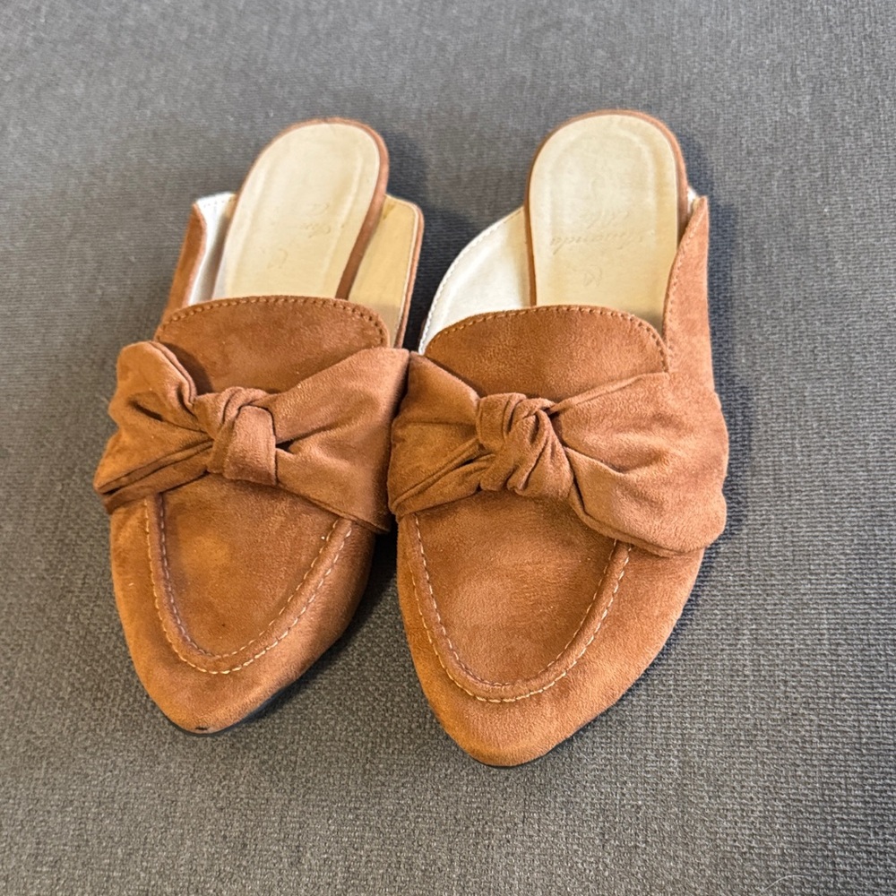 Amanda Blu Suede Mules with Bow Detail